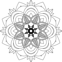 Easy Mandala coloring book simple and basic for beginners, seniors and children. Set of Mehndi flower pattern for Henna drawing and tattoo. Decoration in ethnic oriental, Indian style.