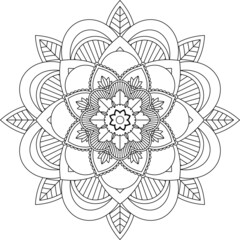 Easy Mandala coloring book simple and basic for beginners, seniors and children. Set of Mehndi flower pattern for Henna drawing and tattoo. Decoration in ethnic oriental, Indian style.