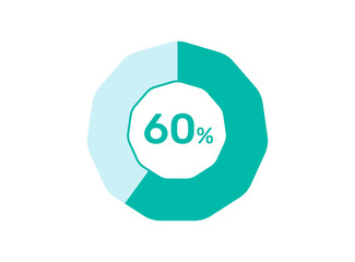 60% Percentage, Circle Pie Chart showing 60% Percentage diagram infographic for  UI, web Design