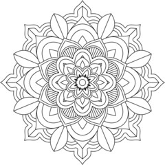 Easy Mandala coloring book simple and basic for beginners, seniors and children. Set of Mehndi flower pattern for Henna drawing and tattoo. Decoration in ethnic oriental, Indian style.