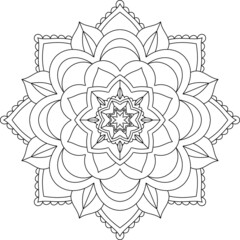 Easy Mandala coloring book simple and basic for beginners, seniors and children. Set of Mehndi flower pattern for Henna drawing and tattoo. Decoration in ethnic oriental, Indian style.