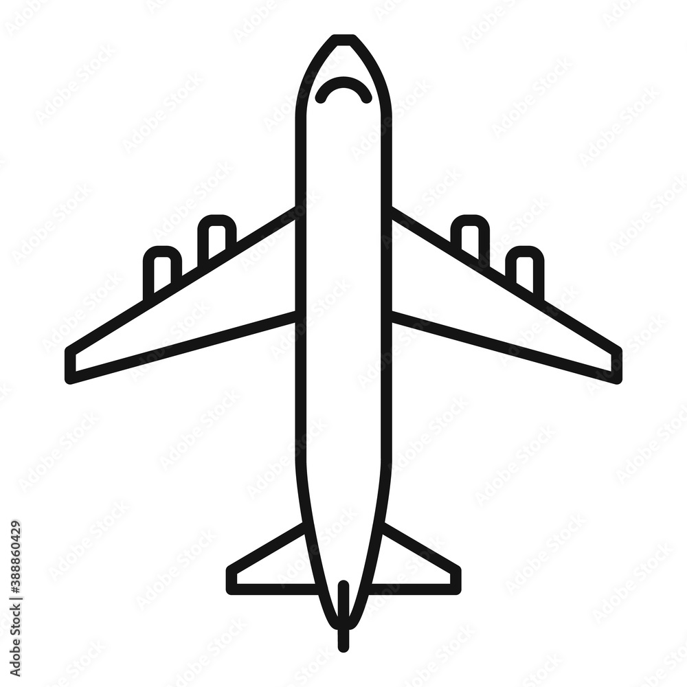 Poster airplane icon. outline airplane vector icon for web design isolated on white background