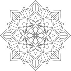 Easy Mandala coloring book simple and basic for beginners, seniors and children. Set of Mehndi flower pattern for Henna drawing and tattoo. Decoration in ethnic oriental, Indian style.
