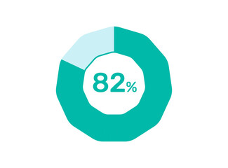 82% Percentage, Circle Pie Chart showing 82% Percentage diagram infographic for  UI, web Design