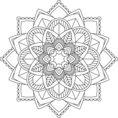 Easy Mandala coloring book simple and basic for beginners, seniors and children. Set of Mehndi flower pattern for Henna drawing and tattoo. Decoration in ethnic oriental, Indian style.