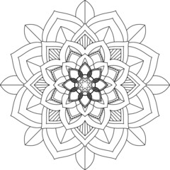 Easy Mandala coloring book simple and basic for beginners, seniors and children. Set of Mehndi flower pattern for Henna drawing and tattoo. Decoration in ethnic oriental, Indian style.