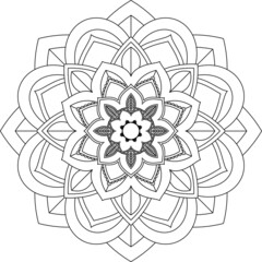 Easy Mandala coloring book simple and basic for beginners, seniors and children. Set of Mehndi flower pattern for Henna drawing and tattoo. Decoration in ethnic oriental, Indian style.