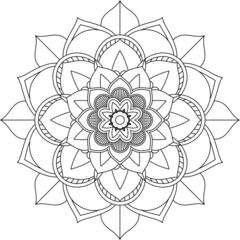 Easy Mandala coloring book simple and basic for beginners, seniors and children. Set of Mehndi flower pattern for Henna drawing and tattoo. Decoration in ethnic oriental, Indian style.