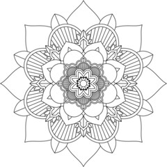 Easy Mandala coloring book simple and basic for beginners, seniors and children. Set of Mehndi flower pattern for Henna drawing and tattoo. Decoration in ethnic oriental, Indian style.