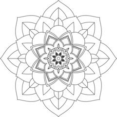 Fototapeta premium Easy Mandala coloring book simple and basic for beginners, seniors and children. Set of Mehndi flower pattern for Henna drawing and tattoo. Decoration in ethnic oriental, Indian style.