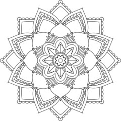 Easy Mandala coloring book simple and basic for beginners, seniors and children. Set of Mehndi flower pattern for Henna drawing and tattoo. Decoration in ethnic oriental, Indian style.