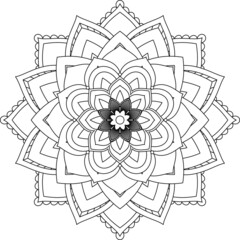 Fototapeta premium Easy Mandala coloring book simple and basic for beginners, seniors and children. Set of Mehndi flower pattern for Henna drawing and tattoo. Decoration in ethnic oriental, Indian style.