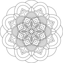 Easy Mandala coloring book simple and basic for beginners, seniors and children. Set of Mehndi flower pattern for Henna drawing and tattoo. Decoration in ethnic oriental, Indian style.