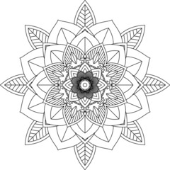 Easy Mandala coloring book simple and basic for beginners, seniors and children. Set of Mehndi flower pattern for Henna drawing and tattoo. Decoration in ethnic oriental, Indian style.