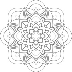 Easy Mandala coloring book simple and basic for beginners, seniors and children. Set of Mehndi flower pattern for Henna drawing and tattoo. Decoration in ethnic oriental, Indian style.