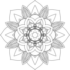 Easy Mandala coloring book simple and basic for beginners, seniors and children. Set of Mehndi flower pattern for Henna drawing and tattoo. Decoration in ethnic oriental, Indian style.