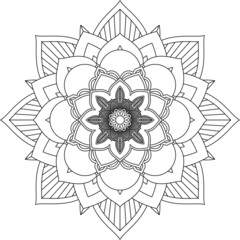 Easy Mandala coloring book simple and basic for beginners, seniors and children. Set of Mehndi flower pattern for Henna drawing and tattoo. Decoration in ethnic oriental, Indian style.
