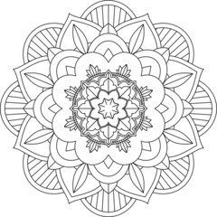 Easy Mandala coloring book simple and basic for beginners, seniors and children. Set of Mehndi flower pattern for Henna drawing and tattoo. Decoration in ethnic oriental, Indian style.