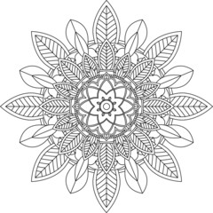 Easy Mandala coloring book simple and basic for beginners, seniors and children. Set of Mehndi flower pattern for Henna drawing and tattoo. Decoration in ethnic oriental, Indian style.