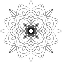 Easy Mandala coloring book simple and basic for beginners, seniors and children. Set of Mehndi flower pattern for Henna drawing and tattoo. Decoration in ethnic oriental, Indian style.