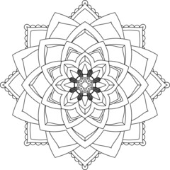 Obraz premium Easy Mandala coloring book simple and basic for beginners, seniors and children. Set of Mehndi flower pattern for Henna drawing and tattoo. Decoration in ethnic oriental, Indian style.