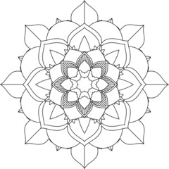 Easy Mandala coloring book simple and basic for beginners, seniors and children. Set of Mehndi flower pattern for Henna drawing and tattoo. Decoration in ethnic oriental, Indian style.