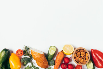 Flat lay composition of healthy food
