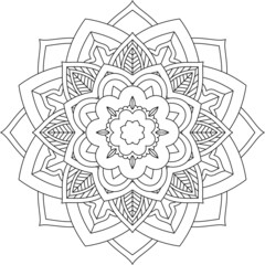 Fototapeta premium Easy Mandala coloring book simple and basic for beginners, seniors and children. Set of Mehndi flower pattern for Henna drawing and tattoo. Decoration in ethnic oriental, Indian style.