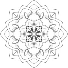 Easy Mandala coloring book simple and basic for beginners, seniors and children. Set of Mehndi flower pattern for Henna drawing and tattoo. Decoration in ethnic oriental, Indian style.