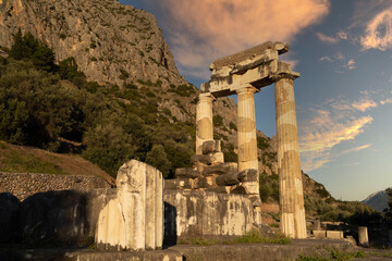 The Athena temple complex, including the Delphic Tholos, Archeological site of Delphi, Greece