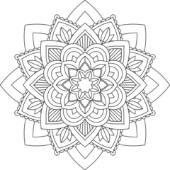 Easy Mandala coloring book simple and basic for beginners, seniors and children. Set of Mehndi flower pattern for Henna drawing and tattoo. Decoration in ethnic oriental, Indian style.