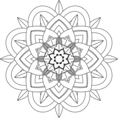 Easy Mandala coloring book simple and basic for beginners, seniors and children. Set of Mehndi flower pattern for Henna drawing and tattoo. Decoration in ethnic oriental, Indian style.