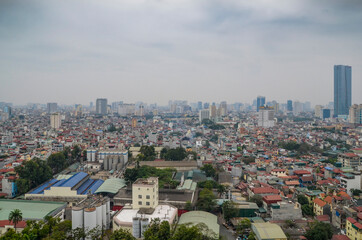 Obraz premium Gloomy morning. View from above. Hanoi. Vietnam.