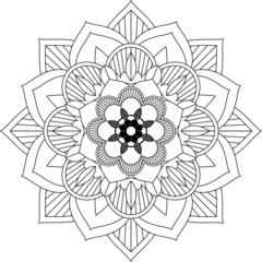 Easy Mandala coloring book simple and basic for beginners, seniors and children. Set of Mehndi flower pattern for Henna drawing and tattoo. Decoration in ethnic oriental, Indian style.