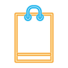 icon of shopping bag, neon style