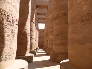 The historical sites around The Karnak Temple in Luxor in the Egyptian Sahara Desert