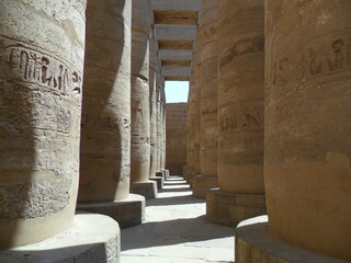 The historical sites around The Karnak Temple in Luxor in the Egyptian Sahara Desert