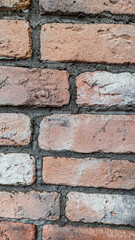 Photo of an old red brick wall close-up. Background, texture for design
