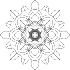 Easy Mandala coloring book simple and basic for beginners, seniors and children. Set of Mehndi flower pattern for Henna drawing and tattoo. Decoration in ethnic oriental, Indian style.