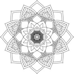 Easy Mandala coloring book simple and basic for beginners, seniors and children. Set of Mehndi flower pattern for Henna drawing and tattoo. Decoration in ethnic oriental, Indian style.