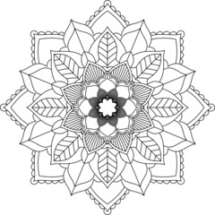 Easy Mandala coloring book simple and basic for beginners, seniors and children. Set of Mehndi flower pattern for Henna drawing and tattoo. Decoration in ethnic oriental, Indian style.