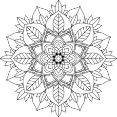 Easy Mandala coloring book simple and basic for beginners, seniors and children. Set of Mehndi flower pattern for Henna drawing and tattoo. Decoration in ethnic oriental, Indian style.