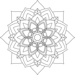 Easy Mandala coloring book simple and basic for beginners, seniors and children. Set of Mehndi flower pattern for Henna drawing and tattoo. Decoration in ethnic oriental, Indian style.