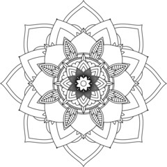 Easy Mandala coloring book simple and basic for beginners, seniors and children. Set of Mehndi flower pattern for Henna drawing and tattoo. Decoration in ethnic oriental, Indian style.