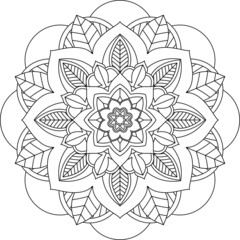 Easy Mandala coloring book simple and basic for beginners, seniors and children. Set of Mehndi flower pattern for Henna drawing and tattoo. Decoration in ethnic oriental, Indian style.