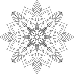 Easy Mandala coloring book simple and basic for beginners, seniors and children. Set of Mehndi flower pattern for Henna drawing and tattoo. Decoration in ethnic oriental, Indian style.
