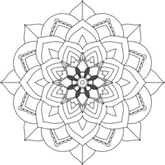 Easy Mandala coloring book simple and basic for beginners, seniors and children. Set of Mehndi flower pattern for Henna drawing and tattoo. Decoration in ethnic oriental, Indian style.