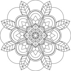 Easy Mandala coloring book simple and basic for beginners, seniors and children. Set of Mehndi flower pattern for Henna drawing and tattoo. Decoration in ethnic oriental, Indian style.