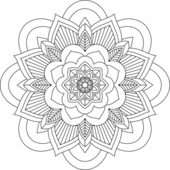 Easy Mandala coloring book simple and basic for beginners, seniors and children. Set of Mehndi flower pattern for Henna drawing and tattoo. Decoration in ethnic oriental, Indian style.