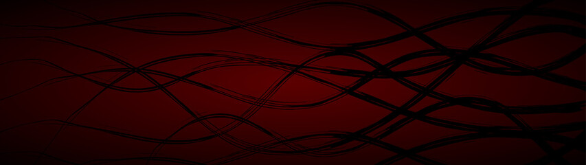 Abstract background of wavy intertwining lines in dark red colors